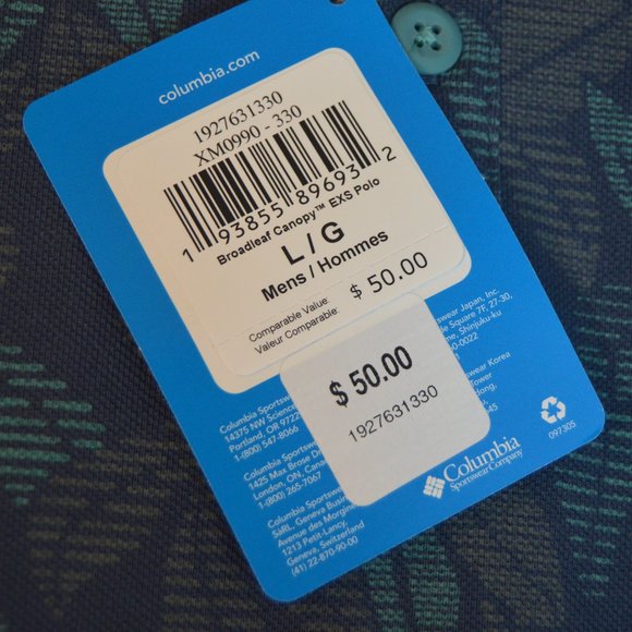 COLUMBIA SIZE L Men's Broadleaf Canopy™ Polo - Picture 3 of 9